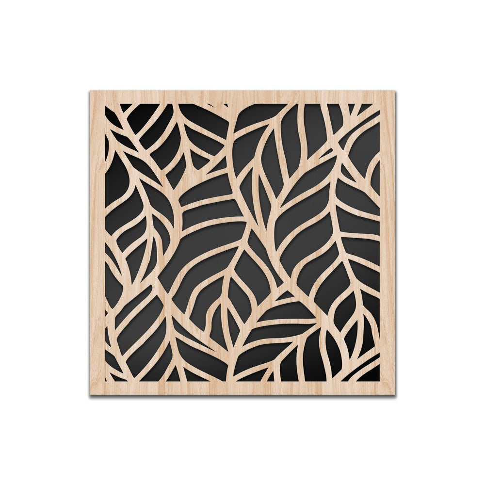 FOGLIE - Quadro arredo LASERCUT composito Legno e PVC Misura: 60x60 cm