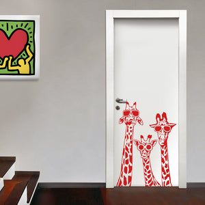 GIRAFFE COOL- Adesivo murale wall sticker in vinile 55x77 cm Colore: Rosso