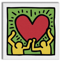 HARING - LOVE POWER - Quadro Canvas su telaio in legno Misura: 100x100 cm