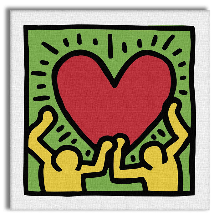 HARING - LOVE POWER - Quadro Canvas su telaio in legno Misura: 80x80 cm