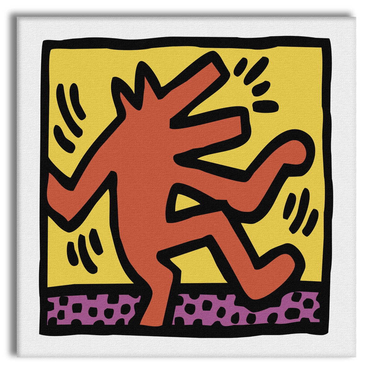 HARING - THE DANCING DOG - Quadro Canvas su telaio in legno Misura: 130x130 cm