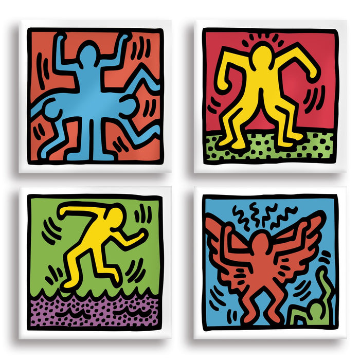 KEITH HARING - Kit 01- N.4 Tele 40x40cm su telaio in legno Misura: 40X40 cm cad.