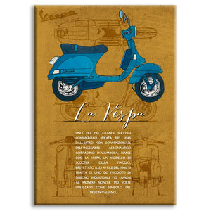 LA VESPA - Made in Italy - Quadro stampato su Canvas e montato su telaio in legno Misura: 50x70 cm