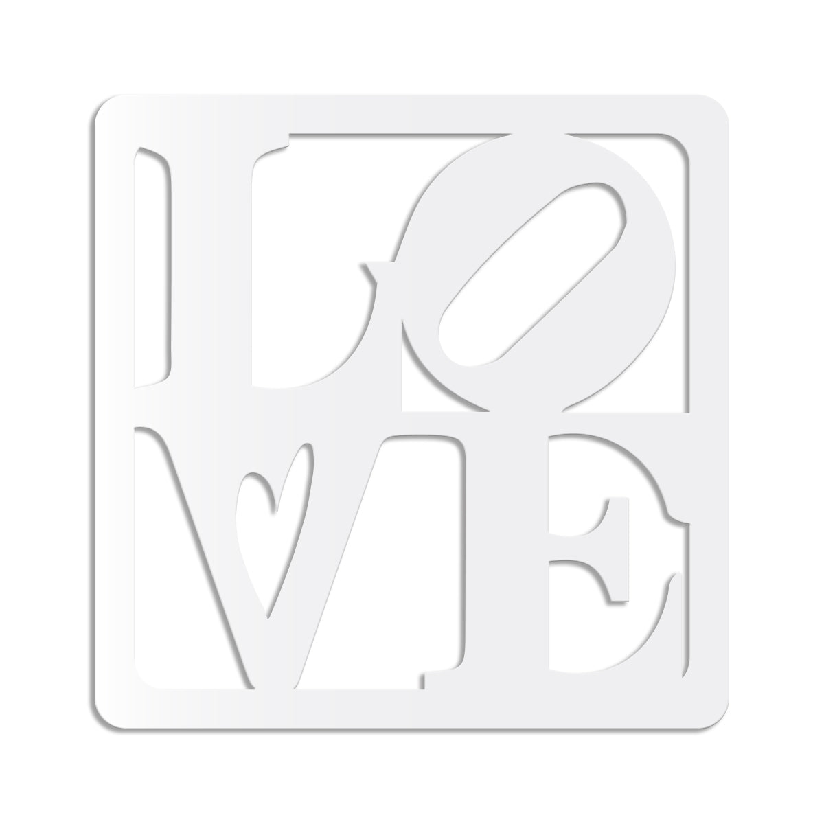 LOVE - Quadro moderno in pvc solido 48 x 48cm Colore: bianco