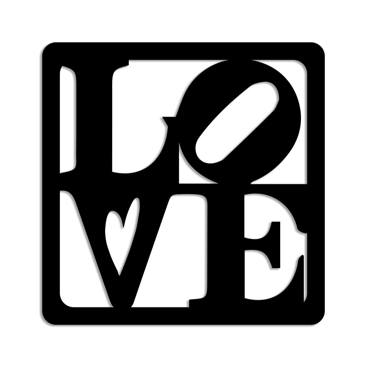 LOVE - Quadro moderno in pvc solido 48 x 48cm Colore: nero