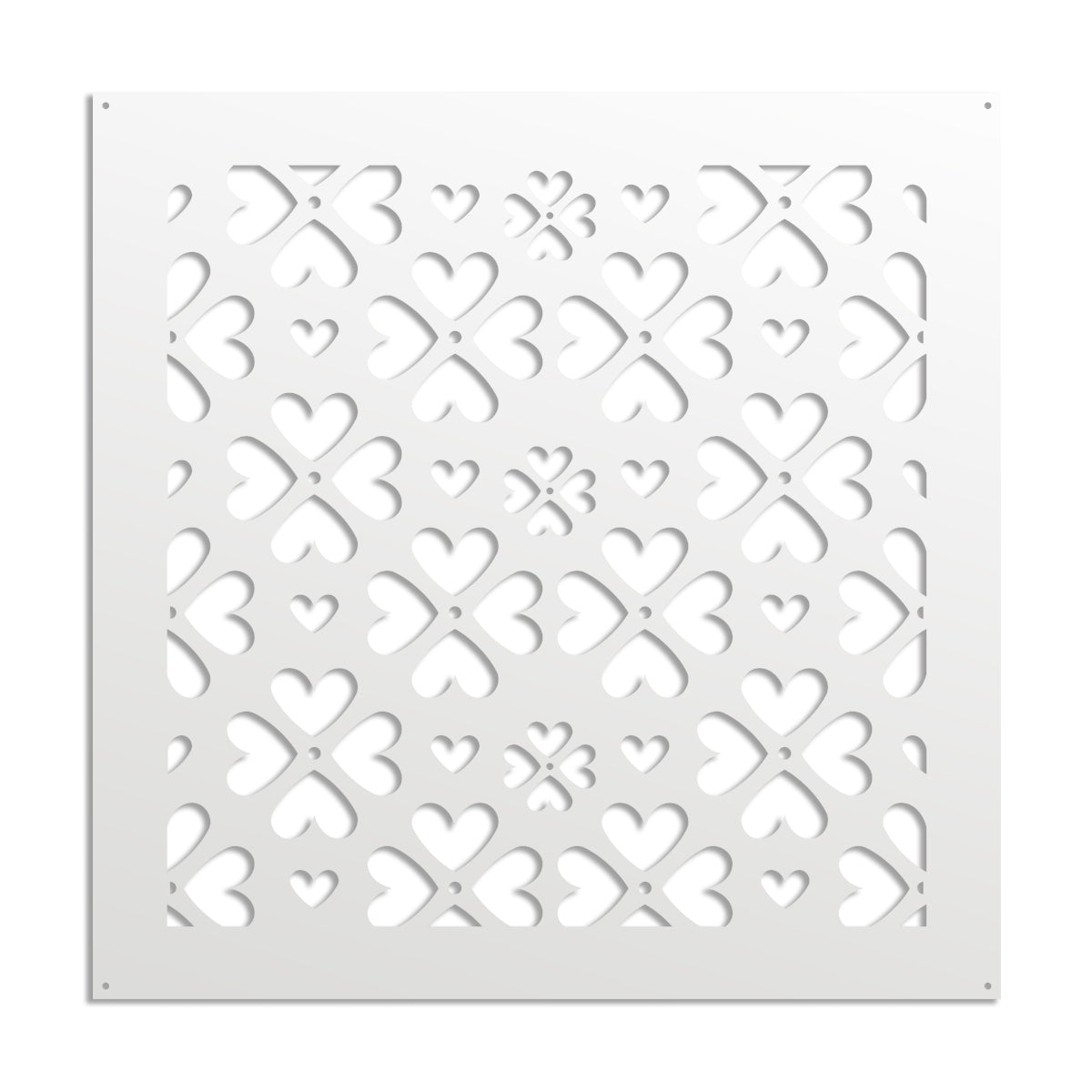 LOVE ME - Pannello in PVC traforato - Parasole Misura: 73x73 cm, Colore: bianco