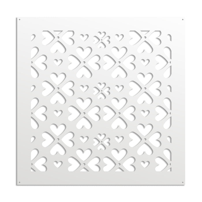 LOVE ME - Pannello in PVC traforato - Parasole Misura: 73x73 cm, Colore: bianco