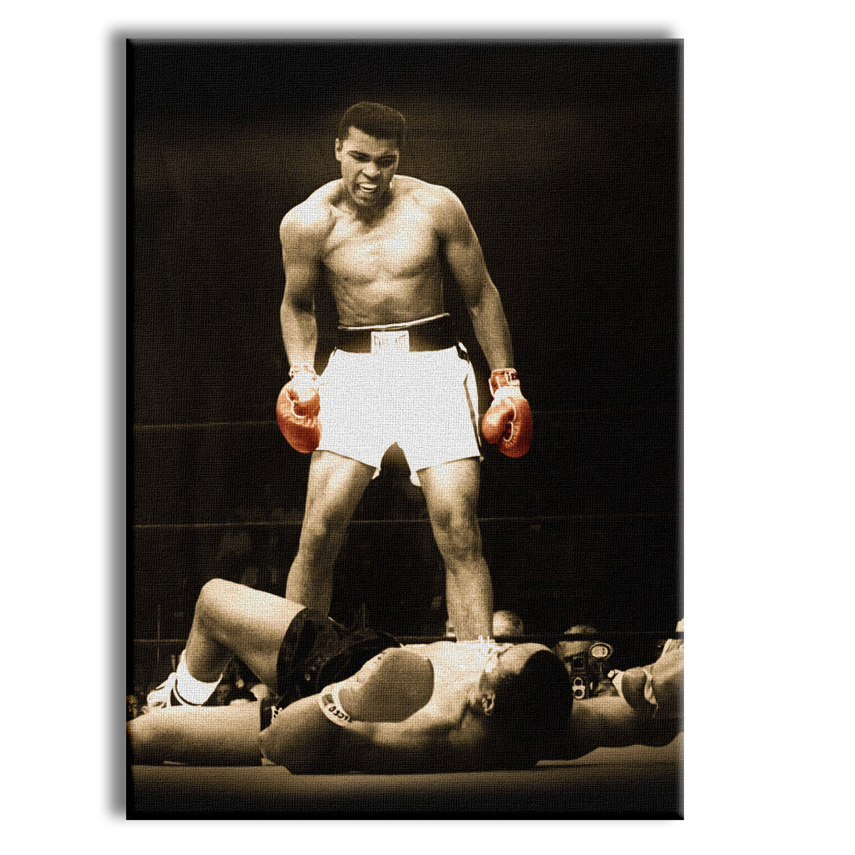 MOHAMMAD ALI vs SONNY LISTON - Tela Stampata montata su telaio in legno Misura: 50x70 cm