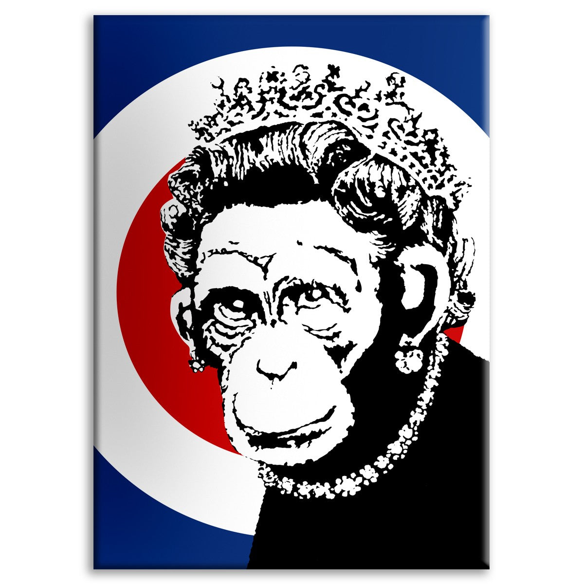 Monkey Queen - Banksy - Quadro stampato su Canvas e montato su telaio in legno Misura: 50x70 cm