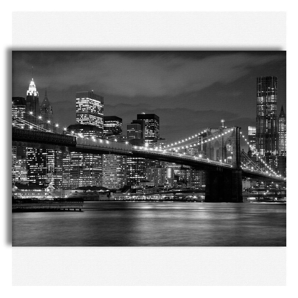 New York City by night - Quadro Canvas su telaio in legno Misura: 100x70 cm