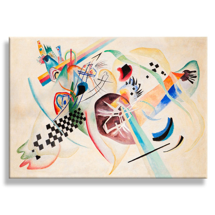 On White - Kandinsky - Quadro stampa su Canvas con telaio in legno Misura: 140x100 cm