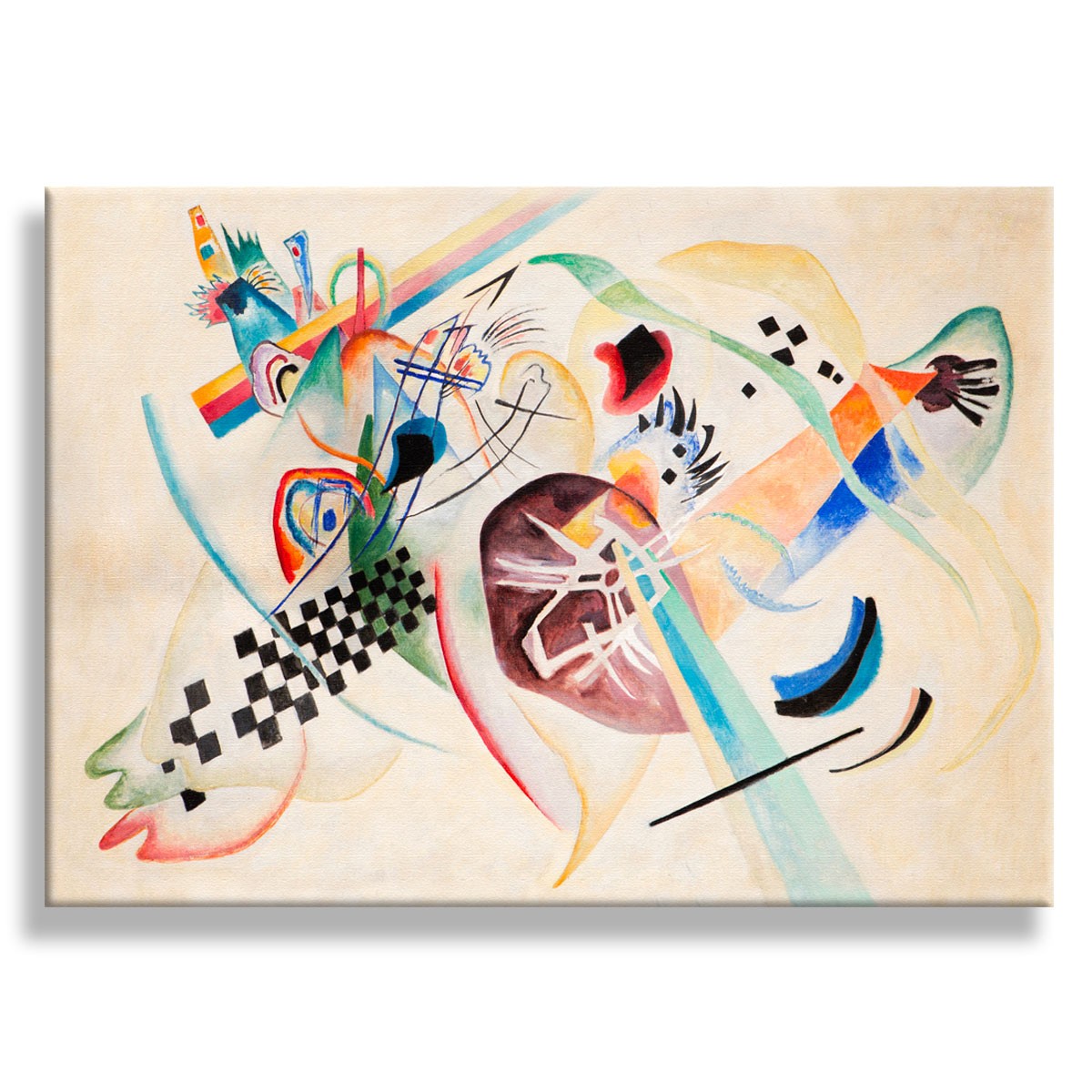 On White - Kandinsky - Quadro stampa su Canvas con telaio in legno Misura: 70X50 cm