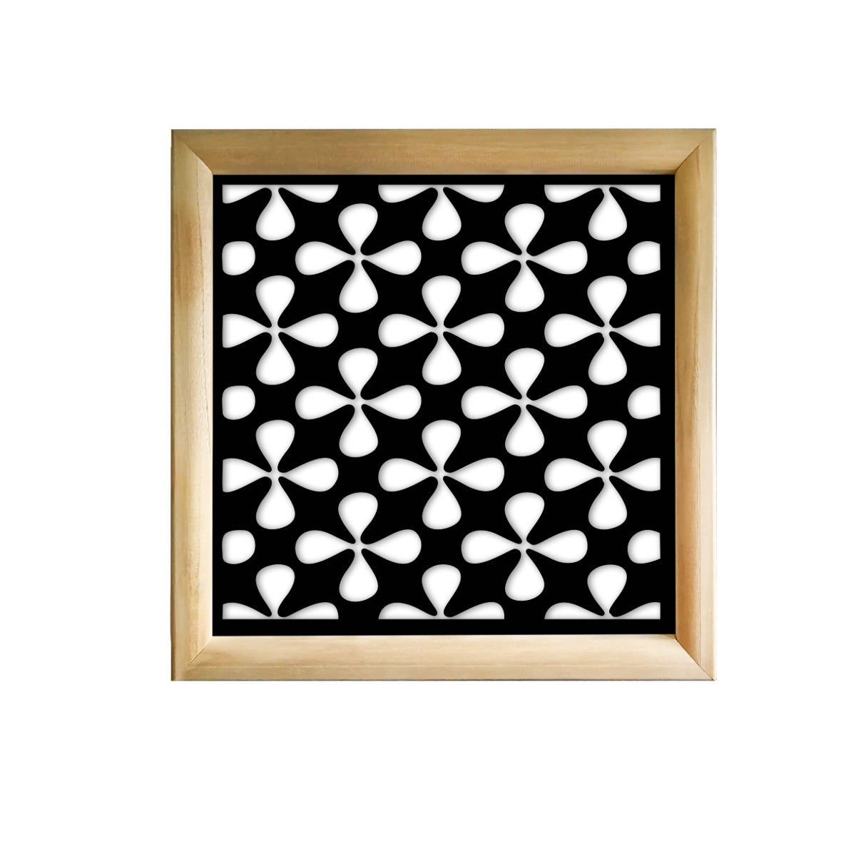 QUADRIFOGLIO - Moduli Decorativi in Legno e PVC Colore: nero, Misura: 73x73 cm