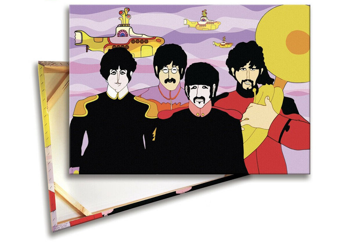 Quadro stampato su tela Canvas telaio in legno Beatles Yellow Submarine - Pop Art Misura: 70X50 cm