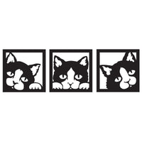 Quadro Trittico Gatti neri traforati Cat 48 x 144 cm Colore: nero