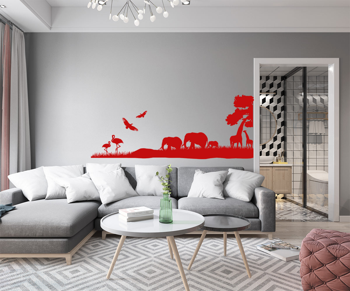 SAFARI - Adesivo murale wall sticker in vinile 55X140 cm Colore: Rosso