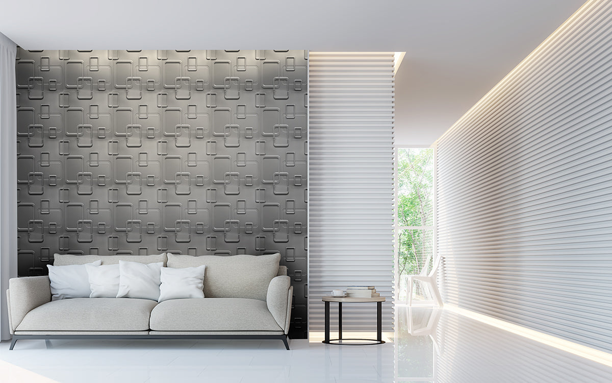 SMART grigio-metal-opaco - Pannello parete in PVC a rilievo 3D - 50cmX50cm - 1 Pz