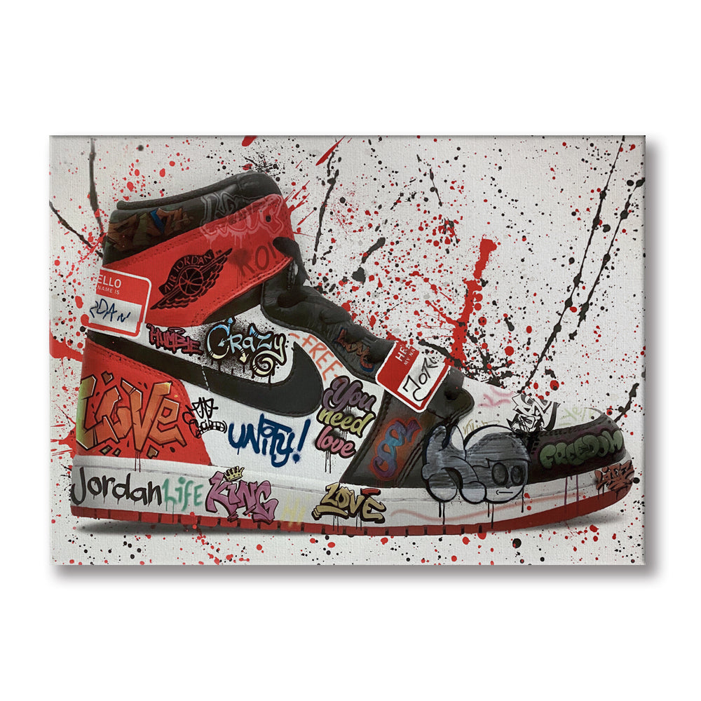 Sneakers Paint -  Quadro Canvas Contemporaneo su telaio in legno Misura: 100x70 cm