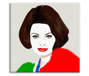 Stampa su tela Sofia Loren Quadro Canvas su telaio in legno Misura: 100x100 cm