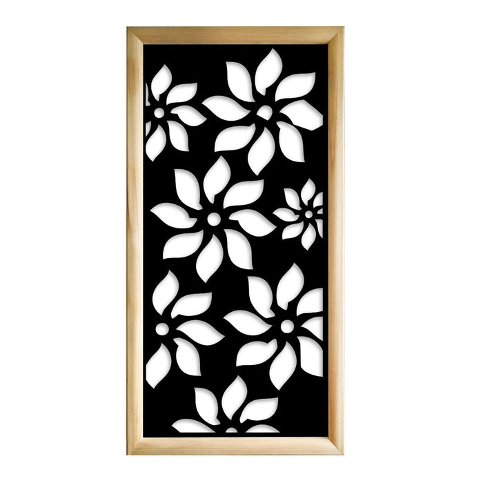 SUNFLOWERS - Moduli Decorativi in Legno e PVC Misura: 73x148 cm, Colore: nero