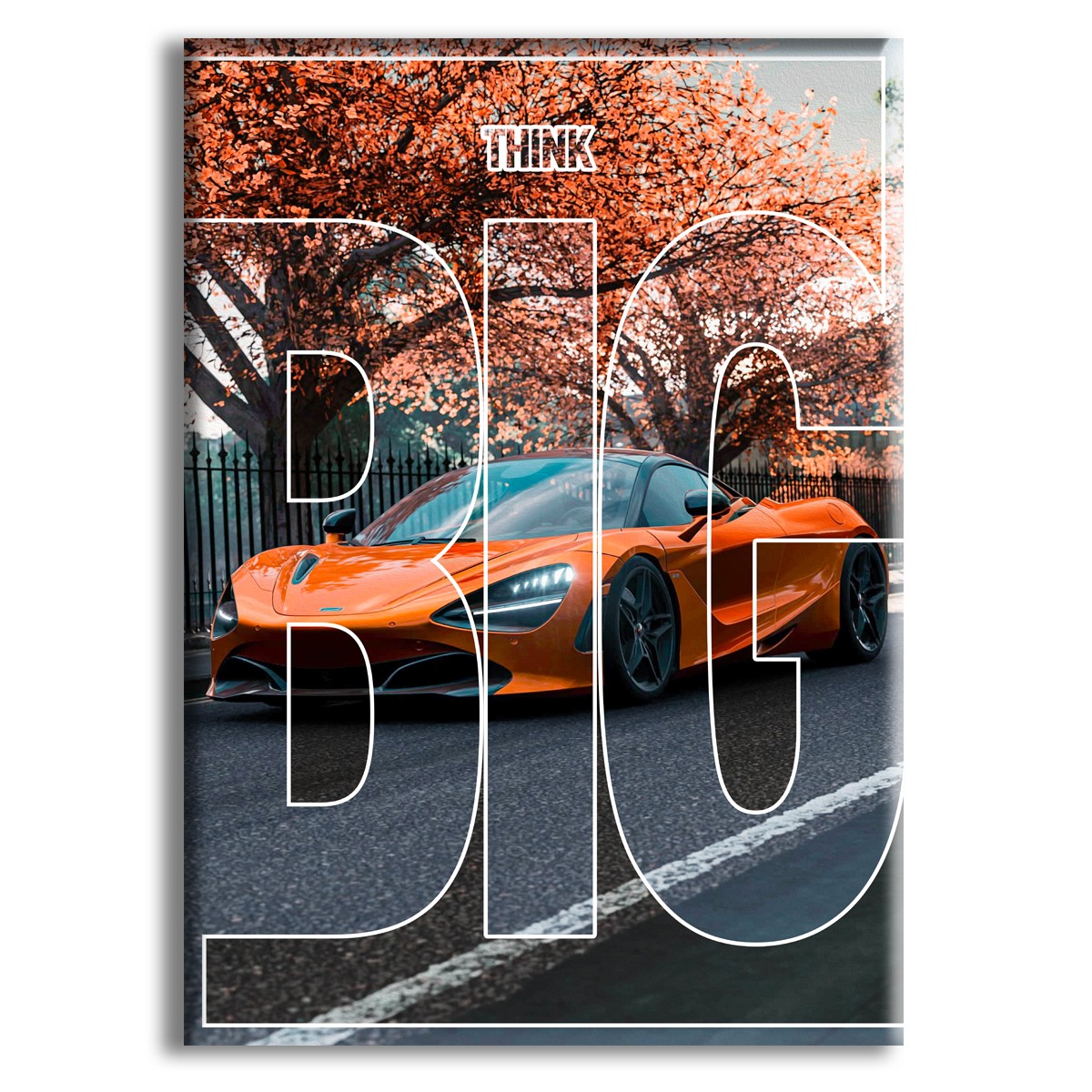 SUPERCAR - ORANGE - THINK BIG - Quadro stampato su Canvas e montato su telaio in legno Misura: 50x70 cm