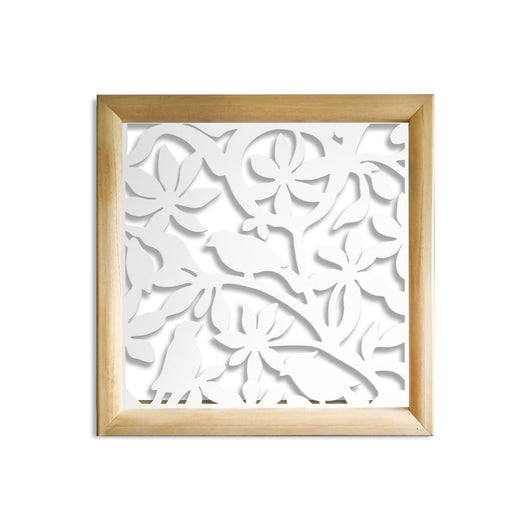 UCCELLINI - Moduli Decorativi in Legno e PVC Misura: 73x73 cm, Colore: bianco