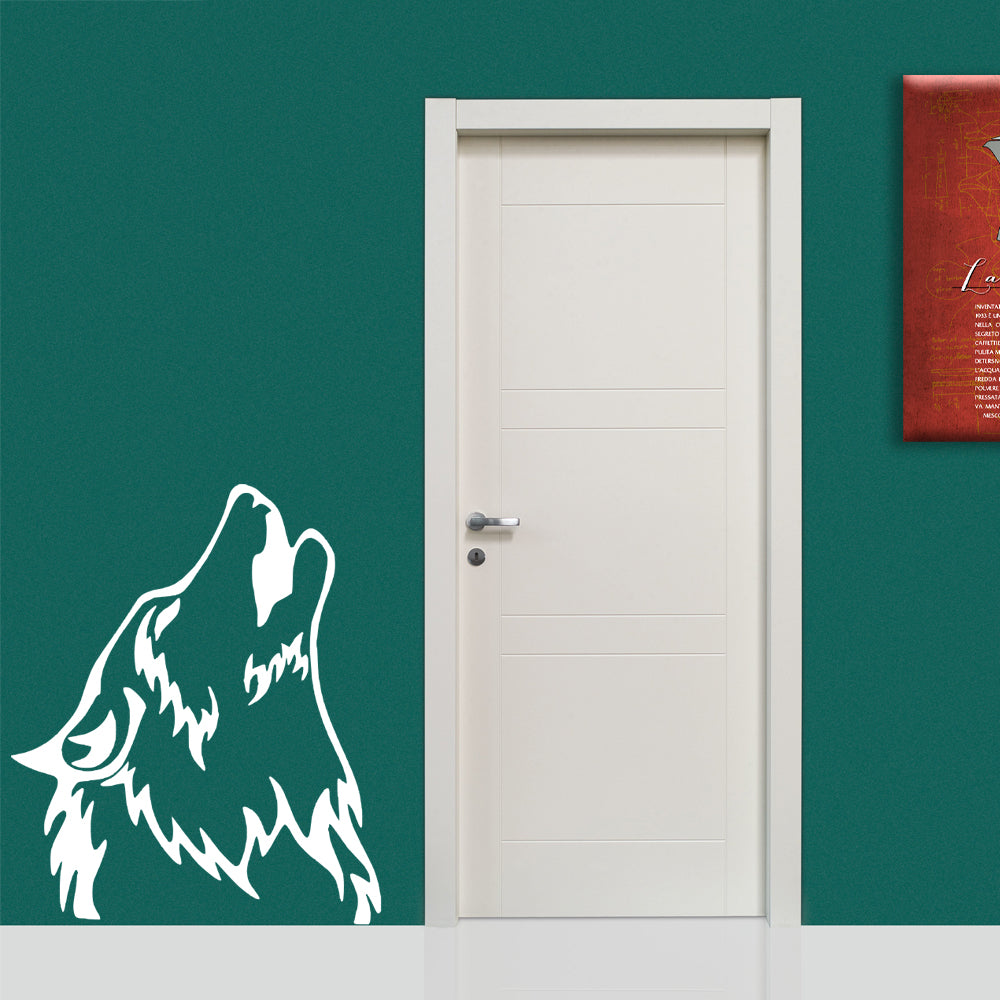 WOLF - Adesivo murale wall sticker in vinile 55x65 cm Colore: bianco