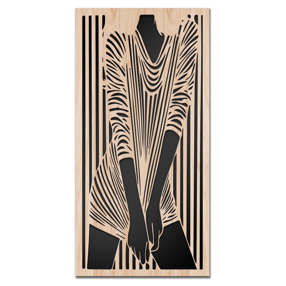 WOMAN'S DRESS - Quadro arredo LASERCUT composito Legno e PVC Misura: 70x140 cm