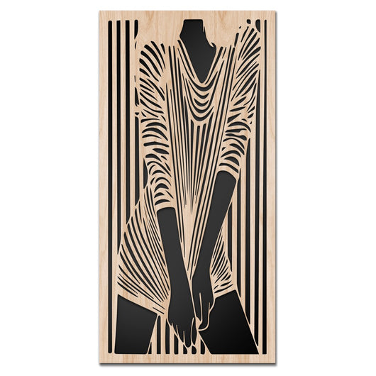 WOMAN'S DRESS - Quadro arredo LASERCUT composito Legno e PVC Misura: 70x140 cm