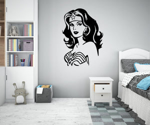 WONDER WOMAN - Adesivo murale wall sticker in vinile 55x80 cm Colore: nero