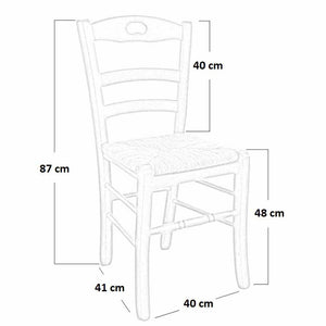 Sedia in legno  loris con seduta in paglia di riso in tinta ciliegio 