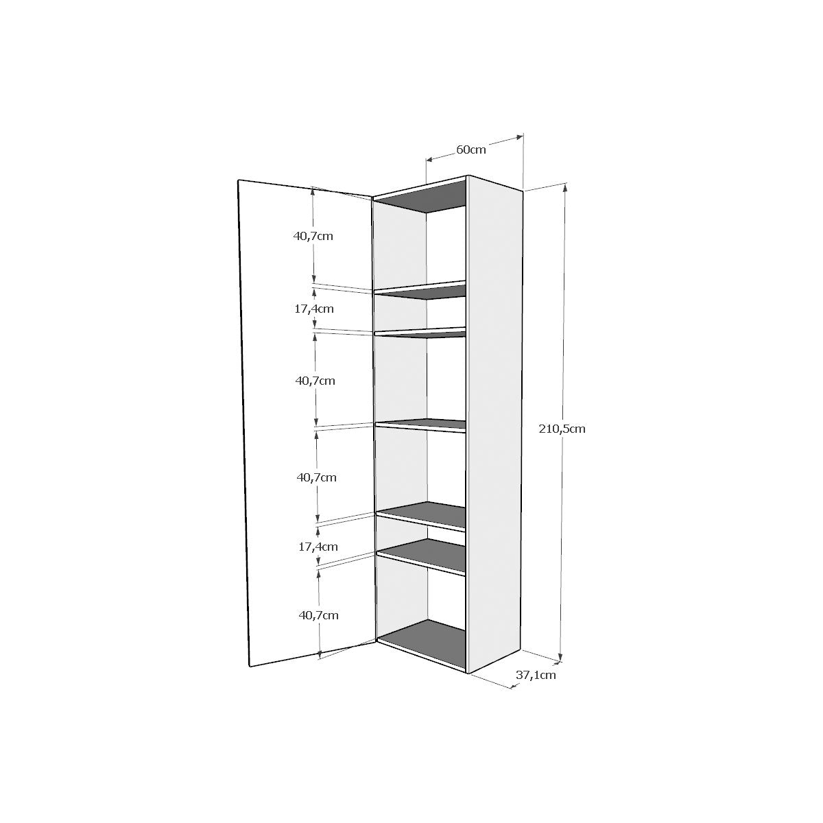 Base Colonna a terra sx-dx L.60 P.39,5 H.210 Colore: Noce