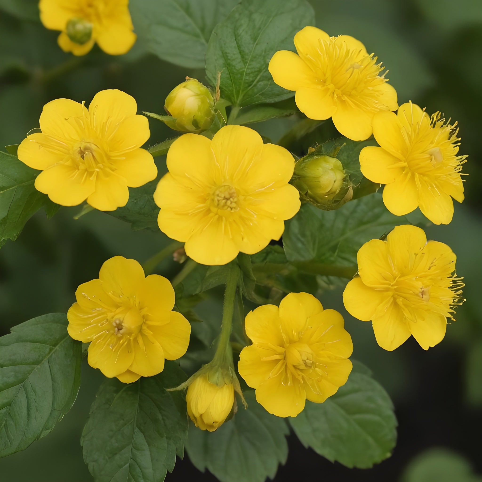 KERRIA JAPONICA GOLDEN GUINEA fiore GIALLO giappone vaso18cm h40cm FOTO REALE