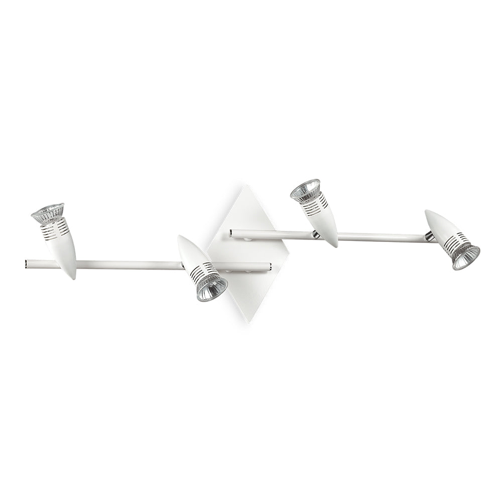 Plafoniera Moderna Alfa Metallo Bianco 4 Luci Gu10 7W 3000K Luce Calda