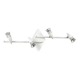 Plafoniera Moderna Alfa Metallo Bianco 4 Luci Gu10 7W 3000K Luce Calda