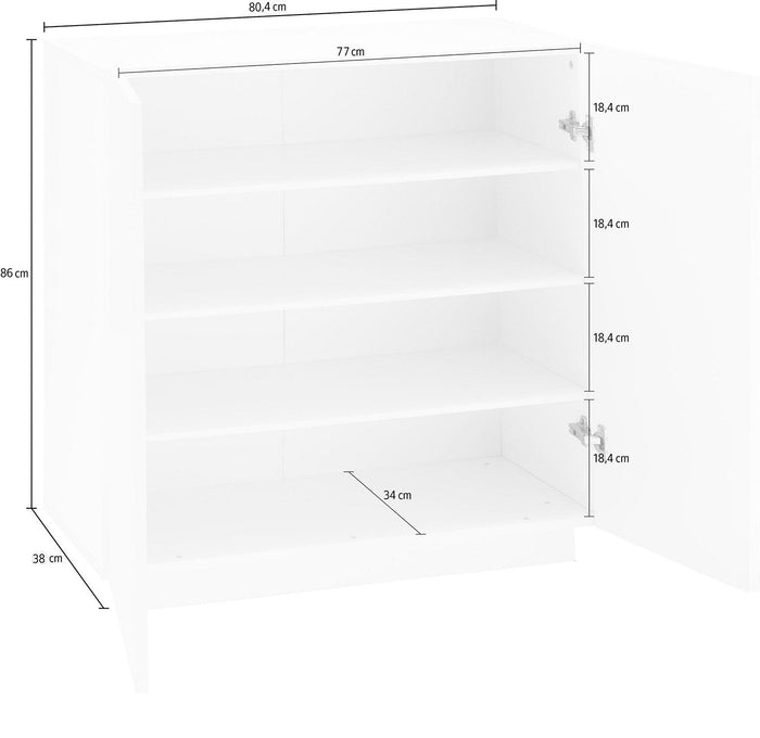 Scarpiera 2 Ante Battenti 80,4x38x86 cm Vega Bianco Lucido