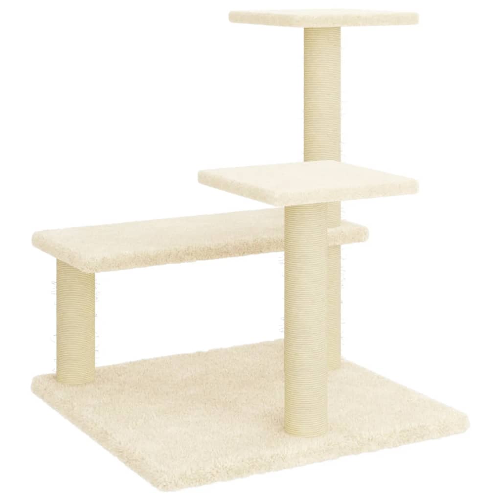 Albero per Gatti con Tiragraffi in Sisal Crema 61 cm