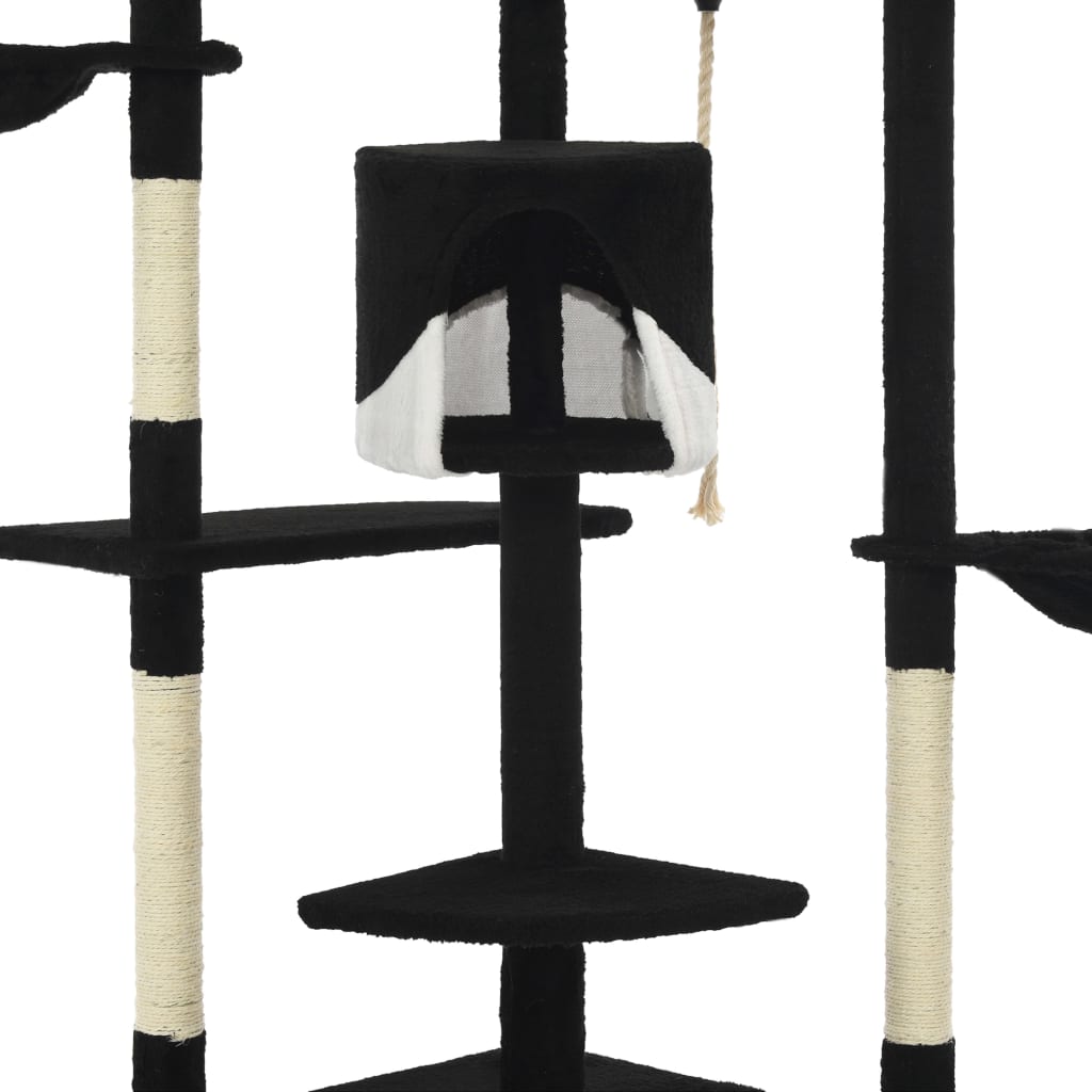 Albero per Gatti e Tiragraffi in Sisal 203 cm Nero e Bianco