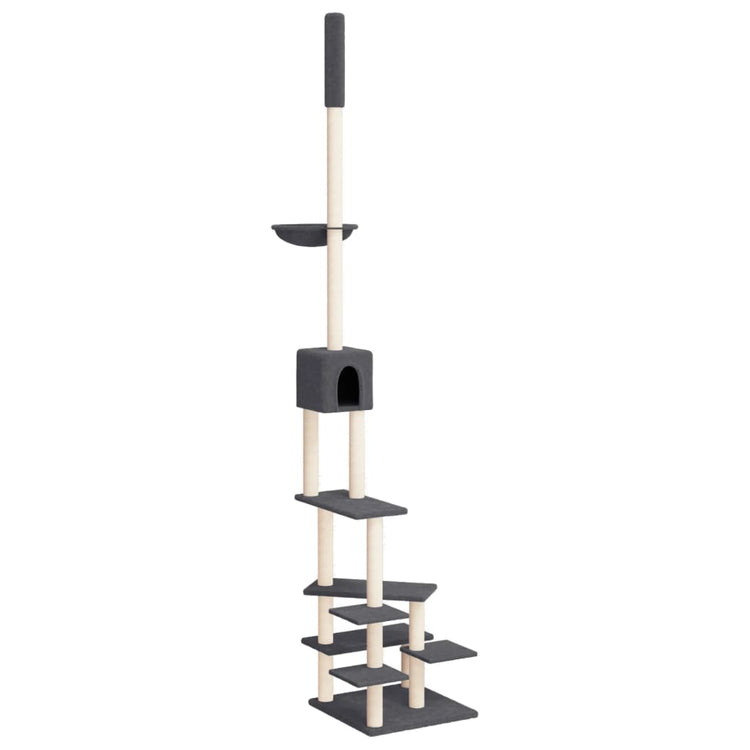 Albero per Gatti Pavimento Soffitto Grigio Scuro 268,5-294,5 cm