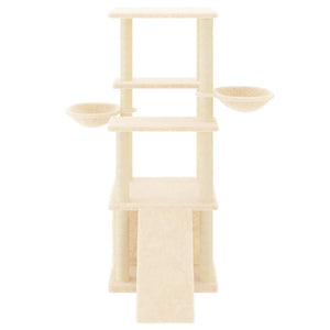 Albero per Gatti con Tiragraffi in Sisal Crema 133 cm