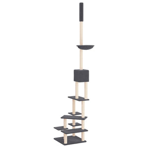 Albero per Gatti Pavimento Soffitto Grigio Scuro 268,5-294,5 cm