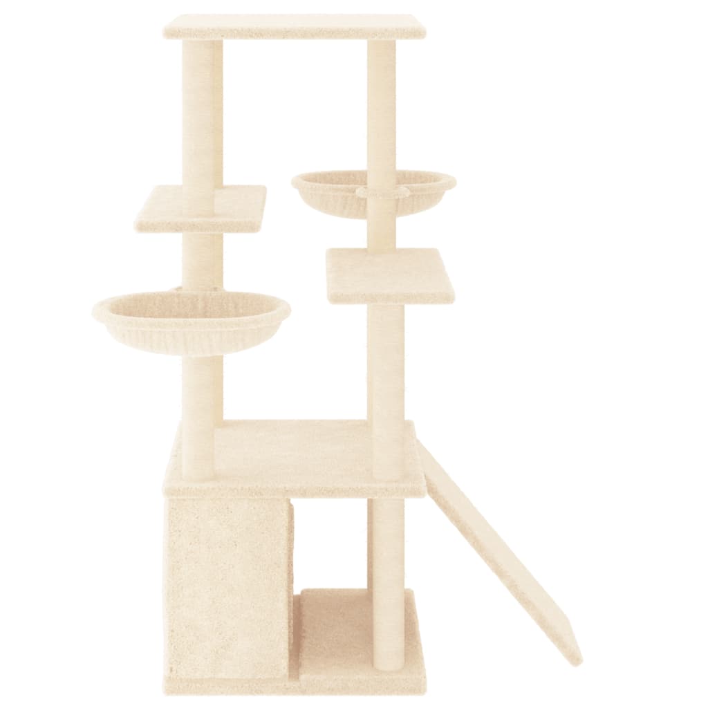 Albero per Gatti con Tiragraffi in Sisal Crema 133 cm