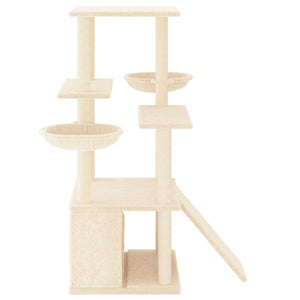 Albero per Gatti con Tiragraffi in Sisal Crema 133 cm