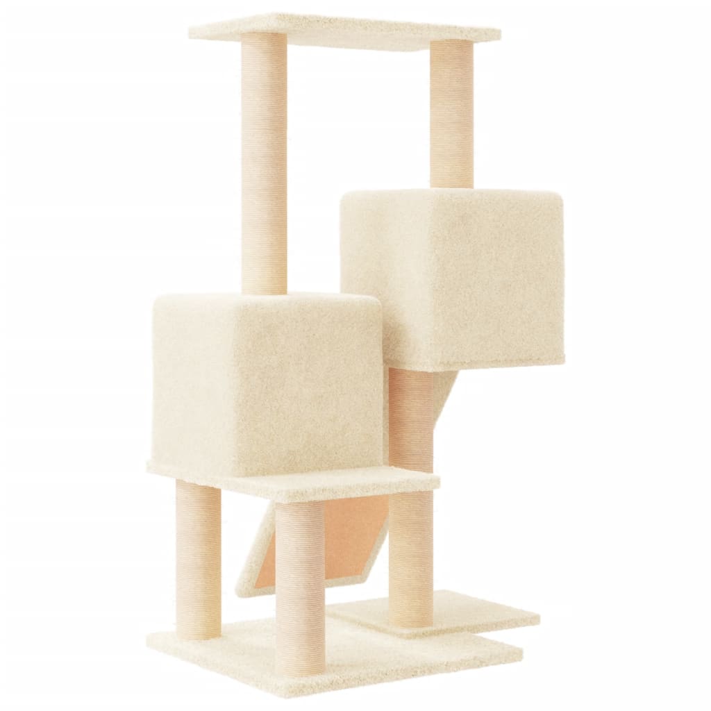 Albero per Gatti con Tiragraffi in Sisal Crema 82 cm