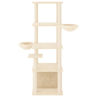 Albero per Gatti con Tiragraffi in Sisal Crema 147 cm