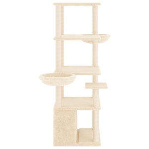 Albero per Gatti con Tiragraffi in Sisal Crema 147 cm