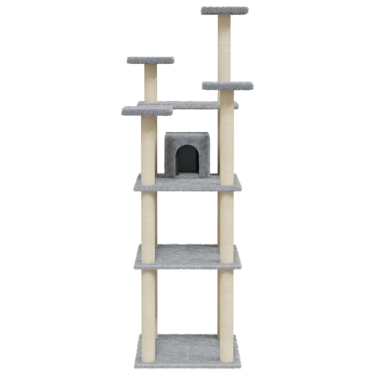 Albero per Gatti con Tiragraffi in Sisal Grigio Chiaro 171 cm