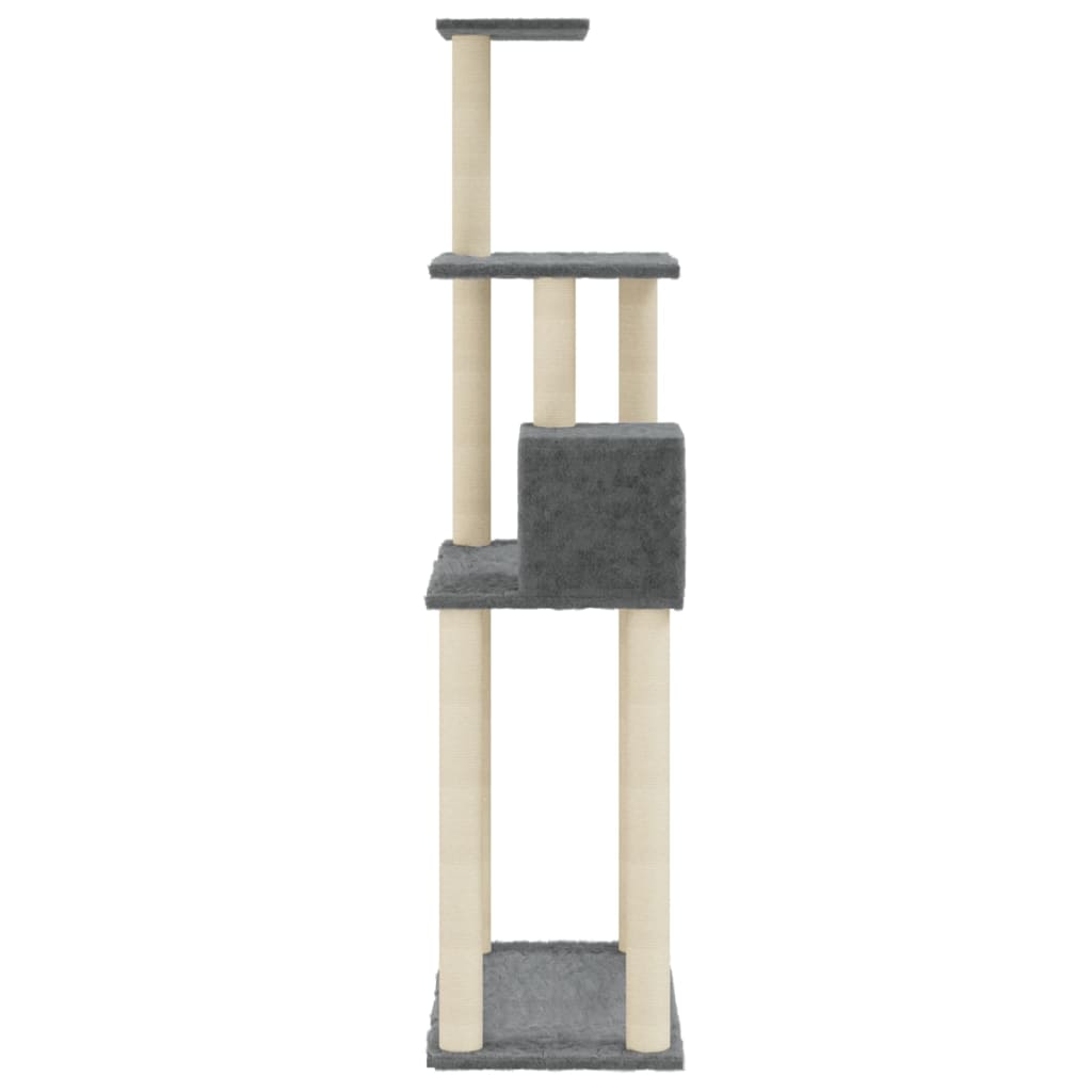 Albero per Gatti con Tiragraffi in Sisal Grigio Scuro 147 cm