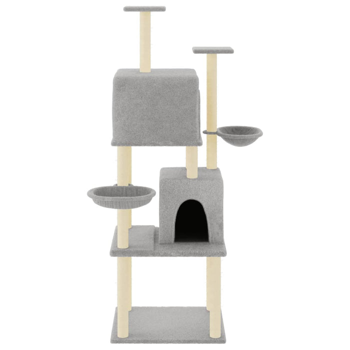 Albero per Gatti con Tiragraffi in Sisal Grigio Chiaro 180 cm