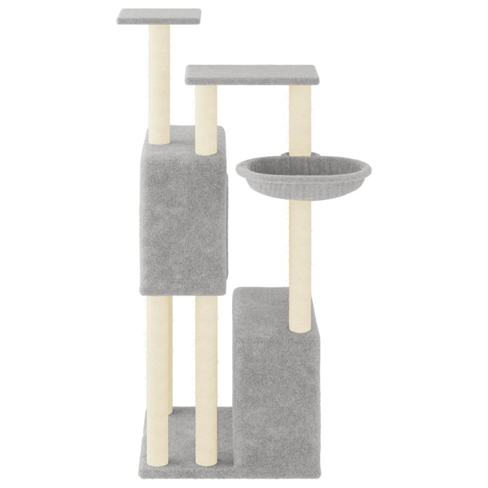 Albero per Gatti con Tiragraffi in Sisal Grigio Chiaro 122 cm